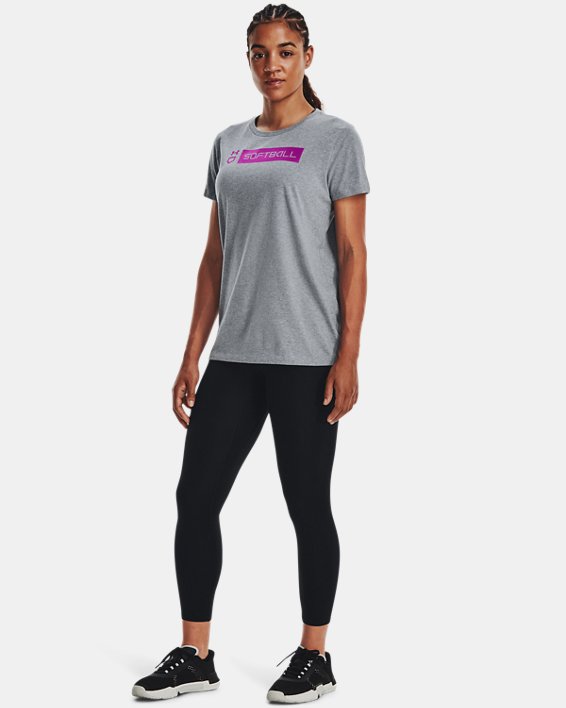 Women's UA Softball Bar Short Sleeve, Gray, pdpMainDesktop image number 2